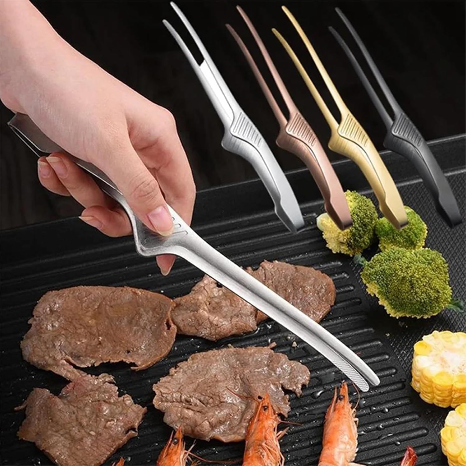 Korean Kitchen Gadgets - 1/2/5 Buah Penjepit Makanan Baja Tahan