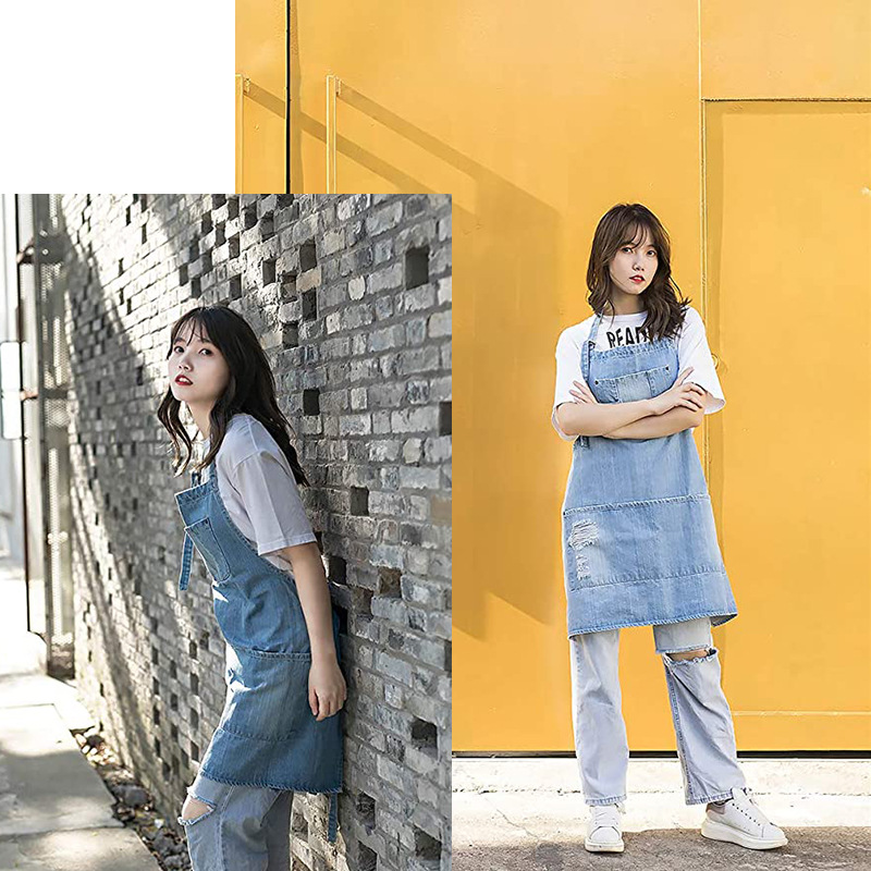 Celemek Denim Katun Cuci Jepan - Kitchen Gadgets Trending ulasan dan harga