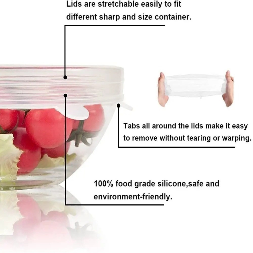 6PCS Tutup Silikon Peregangan  - Kitchen Gadgets That Are Useful ulasan dan harga