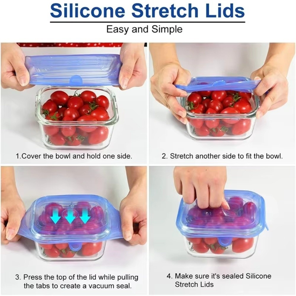6PCS Tutup Silikon Peregangan  - Kitchen Gadgets That Are Useful ulasan dan harga